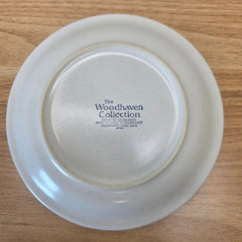 4 Vintage Woodhaven Collection Sandusky Saucers Stoneware Brown Band Japan
